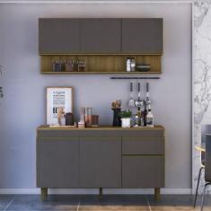 Cozinha Compacta New York 5 PT 1 GV Mel e Grafite - Modern