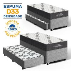 Cama Box com Colchão de Espuma D33  Ortobom Airtech 100 + Auxiliar de Molas Unique Solteiro 88cm