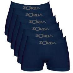 Kit c/ 6 Cuecas Zorba Boxer Seamless 781 Azul Marinho, Azul marinho, M