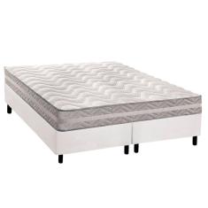 Conjunto Box Queen: Colchão Anatômico Paropas D28 - Master Ag80 Prata Double Face 17 + Base Crc Courano White (158x198)