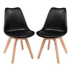 Kit 2 Cadeiras Charles Eames Leda Luisa Saarinen Design Wood Estofada 