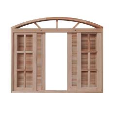 Janela De Madeira Veneziana 120x140cm 6 Folhas Em Arco Rodam Natural