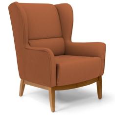 Poltrona Decorativa Base Manu Madeira Milena Veludo C-262 Telha - Domi