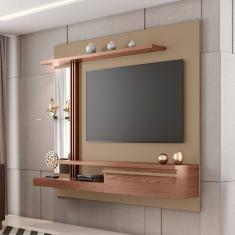 Painel para TV 55 Polegadas LED Prateleira de Vidro Denver Cinza/Freijó