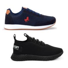 Kit de Tênis Masculino Caminhada Academia 2 Pares BF Shoes-Masculino