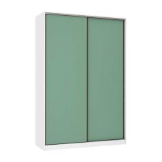 Guarda Roupa Casal Prime 2 Portas de Correr 3 Gavetas MDP Branco FF com Verde Jade Luciane Móveis