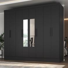 Guarda-roupa Casal 100% MDF com Espelho 8 Portas 4 Gavetas Jatobá Yesc