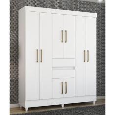 Guarda Roupa Roupeiro Solteiro 82060 08 Portas 02 Gavetas Munique Branco Demóbile 