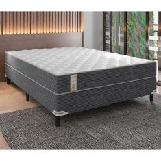 Cama Box de Casal Portobel New Lexus com Molas Ensacadas e Revestimento em Tecido Poliéster 60x138x188cm - Branco/Cinza