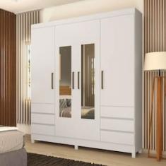 Guarda-Roupa Demóbile Mônaco com 4 Portas, 6 Gavetas e Espelho - 195cm de largura