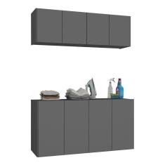 Conjunto Lavanderia Suspenso Multiuso Armário Aéreo e Balcão 4 Portas Multimóveis MP5052