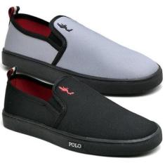 Kit 2 Pares Tênis Slip On Masculino Lona Dia a Dia Casual-Masculino