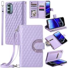 Furill Capa de telefone para Motorola Moto G Stylus 5G 2022 capa carteira com alça de pulso transversal alça de ombro 9+ compartimentos para cartão bolsa com zíper suporte de couro XT2215-1 XT2215-4