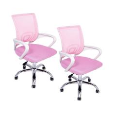 Kit 2 Cadeiras De Escritório Begonia Tela Mesh Ergonômico Rosa