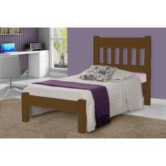 Cama de Solteiro Imperial de Madeira Maciça Tauari - Cor Imbuia - SANT