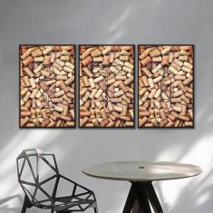 Kit Quadros Decorativos Vinho E Rolhas - Arte quadro, Quadro, 120x60 c