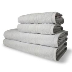 Jogo De Toalhas Itália Soft 4 Pçs - 2 Banho E 2 Rosto 430g/m² 100% Algodão - Branco