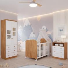 Quarto Bebe Completo Berço Americano Uli Guarda Roupa 2 Portas Uli Gaveteiro 3 Gavetas Smim 100% MDF
