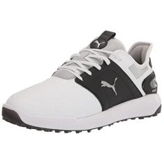 PUMA Tênis de golfe masculino Ignite Elevate, Puma branco-puma preto metálico prata, 39