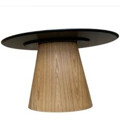 Mesa de Jantar Cone Oval 137x90cm Tampo Base Madeira Preto