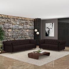 Conjunto de Sofá Sala de Estar Stanford Chesterfield 2 e 3 Lugares 200