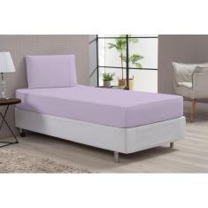 Jogo De Lençol Macio Lilás Cama Solteiro Percal 2 Peças