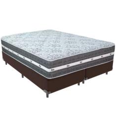 Cama Box Marrom E Colchão Black Graphite Molas Ensacadas King 193x203x