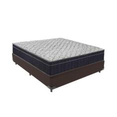 Cama + Box Casal Colchão Ortobom D45 Airtech Extra Firme, Marrom