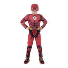Fantasia Flash Infantil Luxo Longa C/ Músculo Liga Justiça