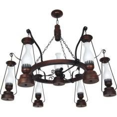 Lustre Muller Lampião 7 Lâmpadas Envelhecido 887E - Luminárias Muller