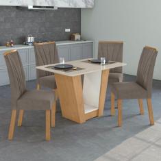Conjunto Sala de Jantar 4 Lugares Retangular Tampo MDF Mesa e Cadeiras