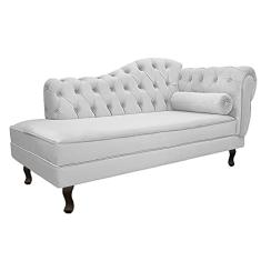 Divã Recamier Sofá Juliana 140cm Lado Esquerdo Suede Branco - AM Decor