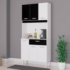 Cozinha Ambiente Kit Cassia 6 Portas Branco Preto - Poquema