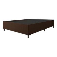 Cama Box Casal 1,38m Com 38cm De Altura Suede Prince Marrom Marrom