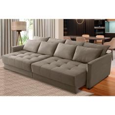 Sofá Retrátil e Reclinável 2,30m Mariah Veludo Capuccino Madelina Decor