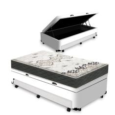 Cama Box Baú e Auxiliar Solteiro + Colchão de Espuma D33 - Gazin - Iso 3000 88cm