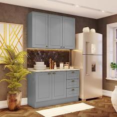 Cozinha Compacta 2 Peças 5 Portas 3 Gavetas Emily Cinza