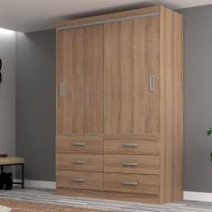 Guarda Roupa Solteiro 2 Portas de Correr 6 Gavetas Veneza Evidencia