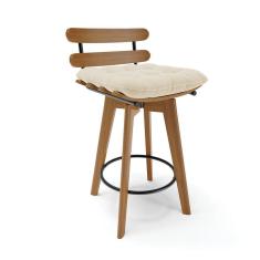 Banqueta Giratória Costela Linho Base Madeira MA70 - D`Rossi