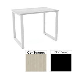 Mesa de Escritório Pé Tubular PE25 em MDP 90 x 45 cm Cor Nogueira CasaBlanca e Base Preta