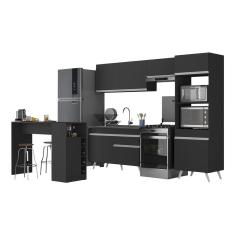 Armário De Cozinha Com Bancada-mesa Gourmet Veneza Multimóveis Mp2174 Preto-branco Preto-branco
