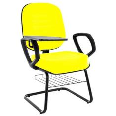 Cadeira Universitária Com Prancheta Linha Blenda Amarelo