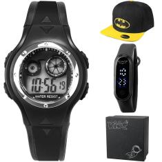 Relógio Infantil Batman + Pulseira Silicone Ajustável + Boné + Caixa  - Orizom Kids