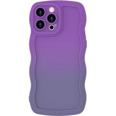 miyonsin Capa para iPhone 14 Pro, design de moldura ondulada ondulada para mulheres e meninas, linda capa de telefone de cor gradiente ondulada, macia TPU SLiquid silicone para proteção de câmera para