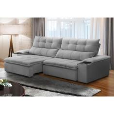 Sofá Retrátil e Reclinável 3 Lugares 230cm com Porta Copos e Objetos B