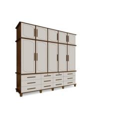 Guarda Roupa Berlim Quarto Casal 5 Portas 12 Gavetas com Maleiro Luapa