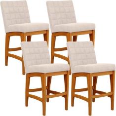 Kit 04 Banquetas Baixa Cozinha Bancada Bar Sala de Jantar Fixa Mila L0