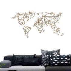 Quadro Decorativo Vazado Mapa Mundi Geométrico MDF 3mm Preto - Decoart