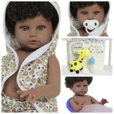 Boneco Reborn Recém Nascido Príncipe 100% Vinil Com Girafa - Cegonha R