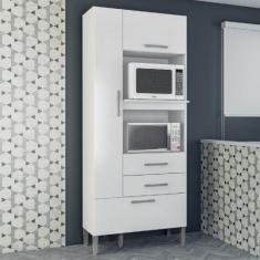 Torre Quente Dupla 3 Portas 2 Gavetas Seul Atualle, Branco Brilho